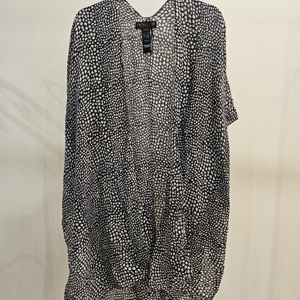 Rachel Zoe OS Black and White Faux Animal Print Sheerling Overlay Drape
